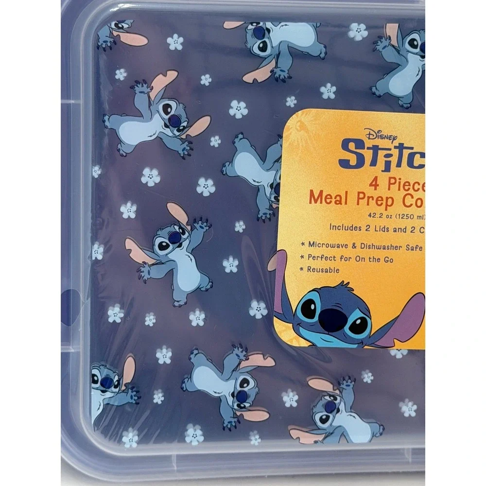 Disney Stitch 4 Piece Meal Prep Container Set 42.2oz Blue Lilo & Stitch New
